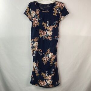 Isabel maternity navy dress with flowers medium
